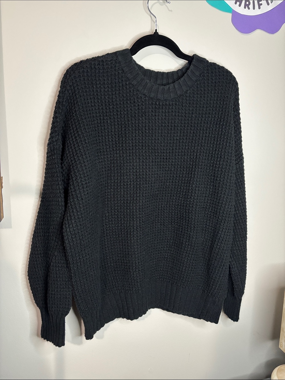 Black American eagle chunky knit oversized sweater